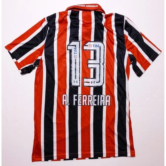 UNDER ARMOUR São Paulo SPFC Ferreira Soccer Football Jersey Red Striped Medium M